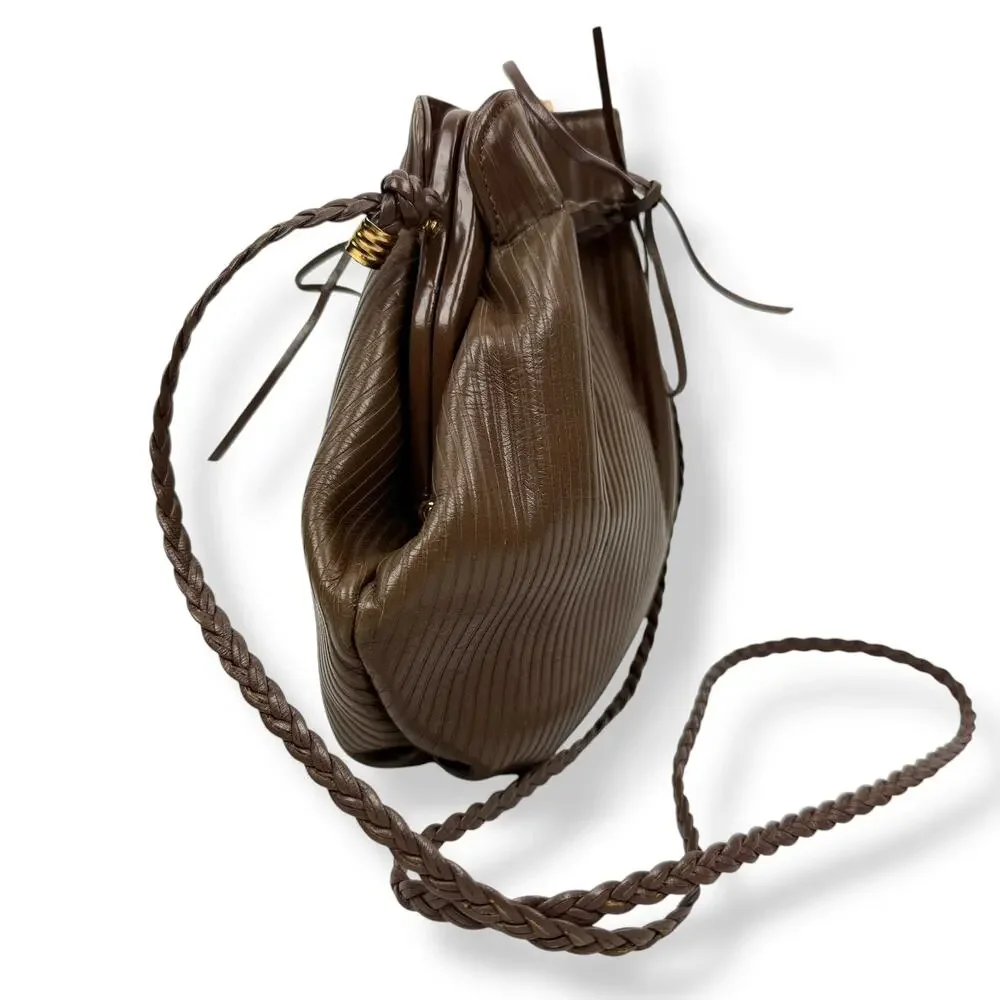 1960's kiss lock taupe striped leather mini purse by CORET MONTREAL CANADA - Picture 10 of 16